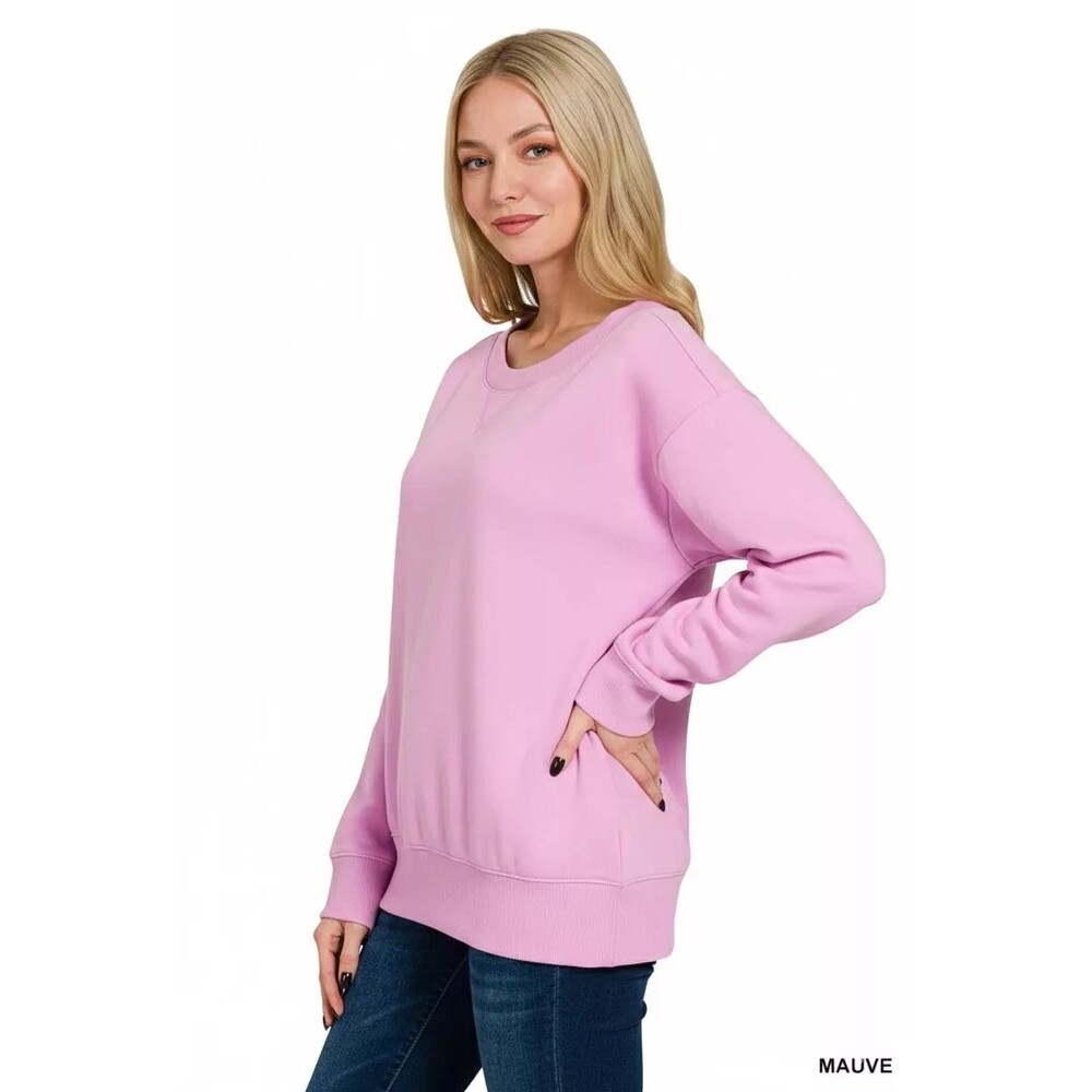 Zenana Fleece Boat Neck Sweatshirt - Picture 3 of 3